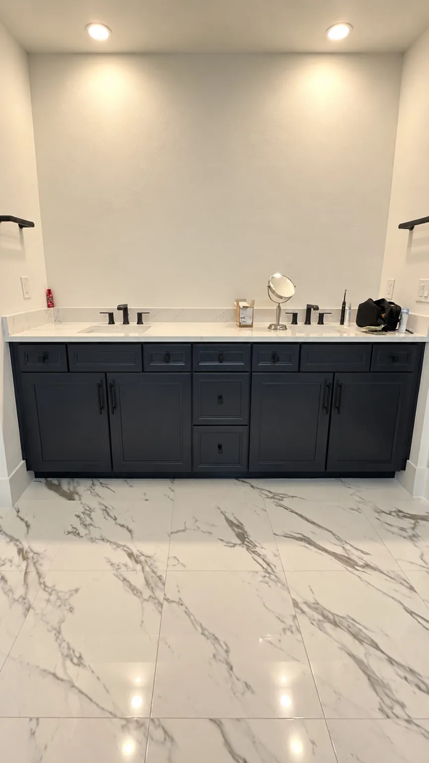 Double bathroom vanity refinished in Anchors Aweigh in Caymas Naples