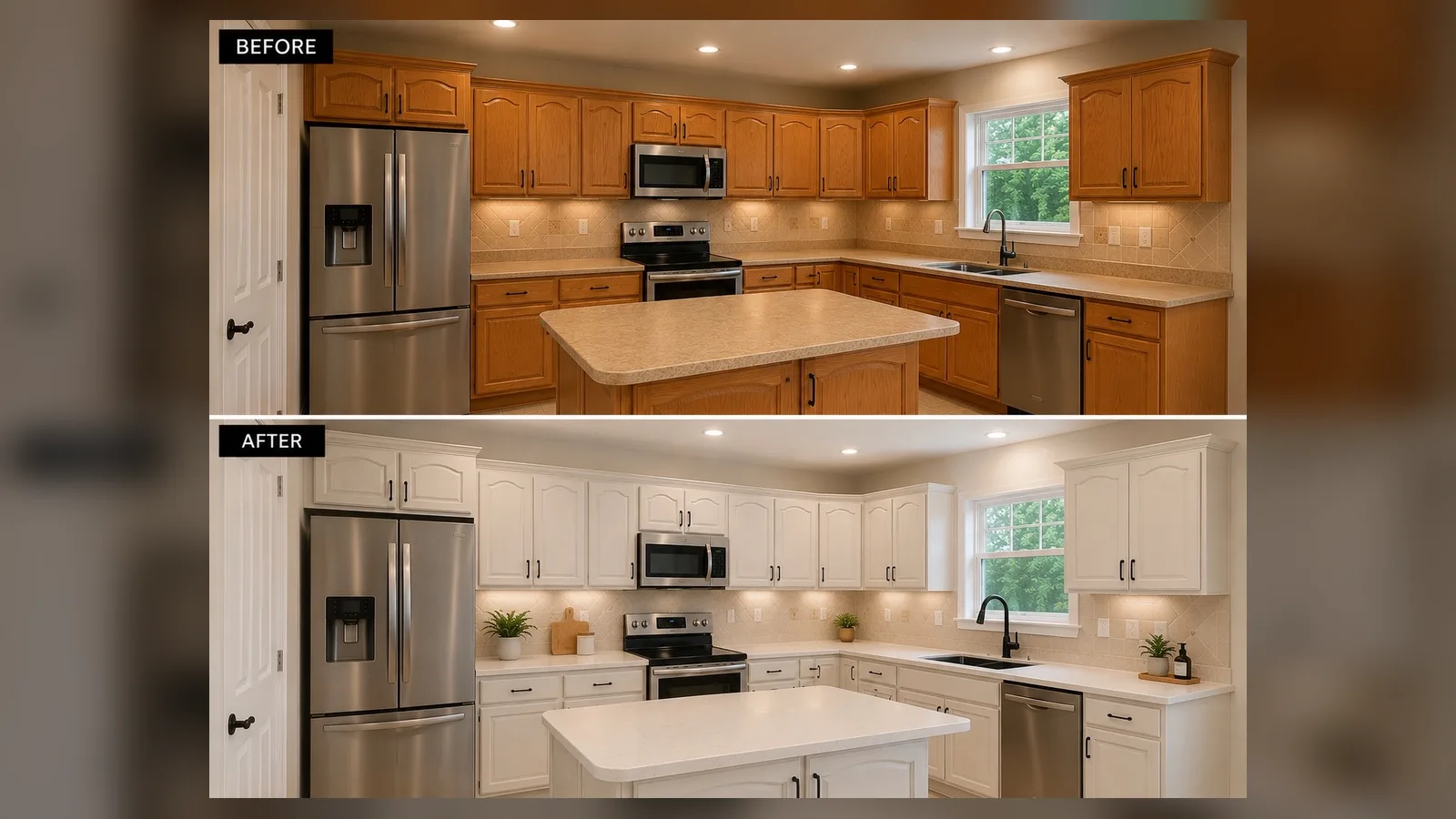 White cabinet refinishing project in Bears Paw Naples