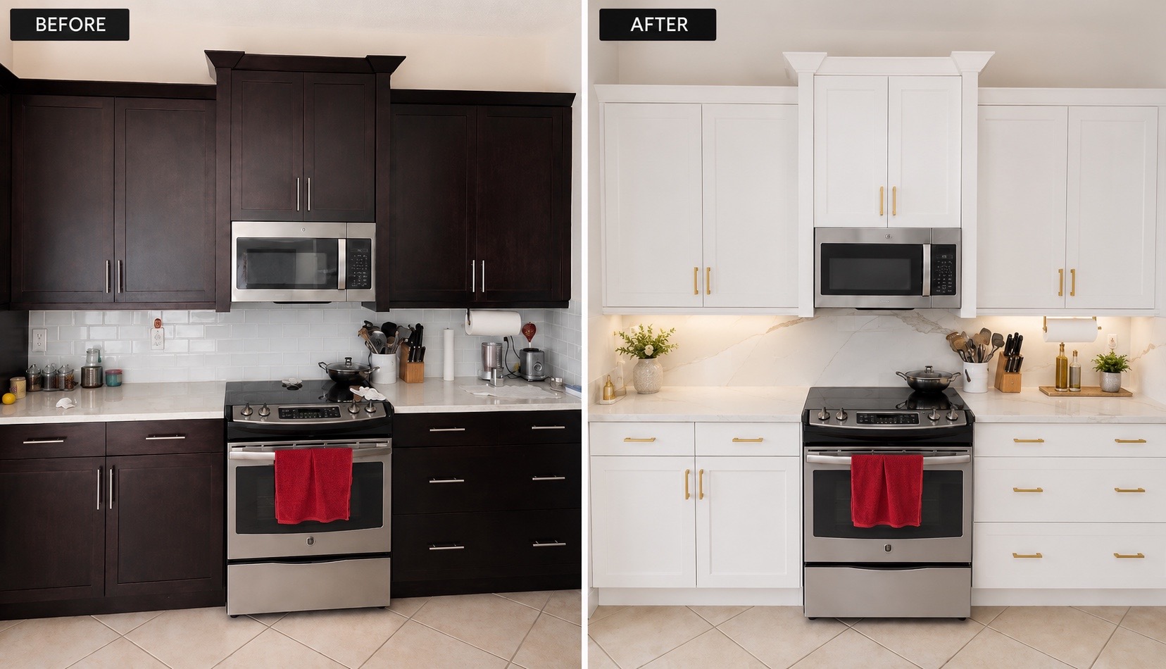 Kitchen cabinet before and after - modern white cabinets
